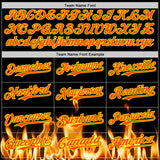 Custom Black Orange-Light Yellow 3D Flame? Skull Authentic Baseball Jersey