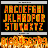 Custom Black Orange-Light Yellow 3D Flame? Skull Authentic Baseball Jersey