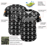 Custom Black White 3D Gothic Skull Authentic Baseball Jersey