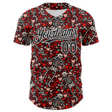 Custom Black White 3D Skeleton And Heart Authentic Baseball Jersey