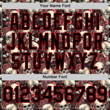 Custom Black Red 3D Skeleton And Flower Authentic Baseball Jersey