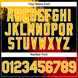Custom Gold Black-Red 3D Pattern Design Abstract Brush Stroke Authentic Baseball Jersey