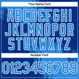Custom Electric Blue Royal-White 3D Pattern Design Abstract Brush Stroke Authentic Baseball Jersey