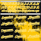 Custom Yellow Black-White 3D Pattern Design Abstract Brush Stroke Authentic Baseball Jersey