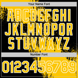 Custom Yellow Black-White 3D Pattern Design Abstract Brush Stroke Authentic Baseball Jersey