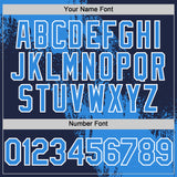 Custom Electric Blue Navy-White 3D Pattern Design Abstract Brush Stroke Authentic Baseball Jersey