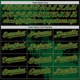 Custom Green Black-Old Gold 3D Pattern Design Abstract Brush Stroke Authentic Baseball Jersey