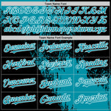 Custom Teal Black-White 3D Pattern Design Abstract Brush Stroke Authentic Baseball Jersey