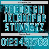 Custom Teal Black-White 3D Pattern Design Abstract Brush Stroke Authentic Baseball Jersey