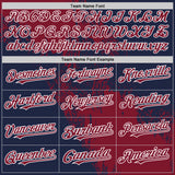 Custom Crimson Navy-White 3D Pattern Design Abstract Brush Stroke Authentic Baseball Jersey