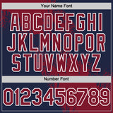 Custom Crimson Navy-White 3D Pattern Design Abstract Brush Stroke Authentic Baseball Jersey