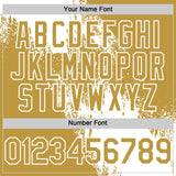 Custom White Old Gold 3D Pattern Design Abstract Brush Stroke Authentic Baseball Jersey