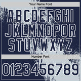 Custom Silver Navy-White 3D Pattern Design Abstract Brush Stroke Authentic Baseball Jersey
