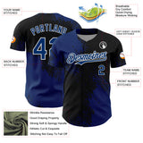 Custom US Navy Blue Black-White 3D Pattern Design Abstract Brush Stroke Authentic Baseball Jersey