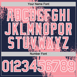 Custom Medium Pink Navy-White 3D Pattern Design Abstract Brush Stroke Authentic Baseball Jersey