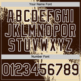 Custom Cream Brown-White 3D Pattern Design Abstract Brush Stroke Authentic Baseball Jersey