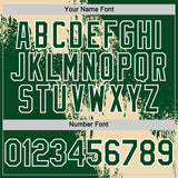 Custom Cream Green-White 3D Pattern Design Abstract Brush Stroke Authentic Baseball Jersey