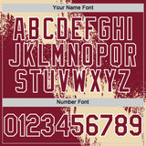 Custom Cream Crimson-White 3D Pattern Design Abstract Brush Stroke Authentic Baseball Jersey