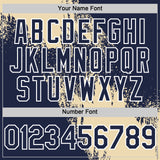 Custom Cream Navy-White 3D Pattern Design Abstract Brush Stroke Authentic Baseball Jersey