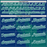 Custom Teal US Navy Blue-White 3D Pattern Design Abstract Brush Stroke Authentic Baseball Jersey