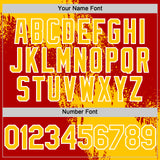 Custom Yellow Red-White 3D Pattern Design Abstract Brush Stroke Authentic Baseball Jersey