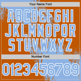Custom Light Blue Texas Orange-White 3D Pattern Design Abstract Brush Stroke Authentic Baseball Jersey