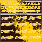 Custom Yellow Brown-White 3D Pattern Design Abstract Brush Stroke Authentic Baseball Jersey