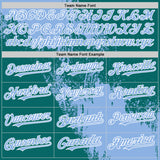 Custom Light Blue Teal-White 3D Pattern Design Abstract Brush Stroke Authentic Baseball Jersey
