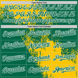 Custom Yellow Kelly Green-White 3D Pattern Design Abstract Brush Stroke Authentic Baseball Jersey