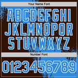 Custom Electric Blue Brown-White 3D Pattern Design Abstract Brush Stroke Authentic Baseball Jersey