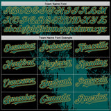 Custom Midnight Green Black-Old Gold 3D Pattern Design Abstract Brush Stroke Authentic Baseball Jersey