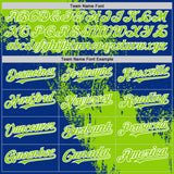 Custom Neon Green Royal-White 3D Pattern Design Abstract Brush Stroke Authentic Baseball Jersey