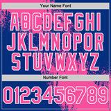 Custom Pink Royal-White 3D Pattern Design Abstract Brush Stroke Authentic Baseball Jersey