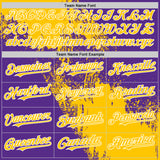Custom Yellow Purple-White 3D Pattern Design Abstract Brush Stroke Authentic Baseball Jersey