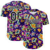 Custom Purple Black-White 3D Pattern Design Rave Psychedelic Fluid Art Authentic Baseball Jersey