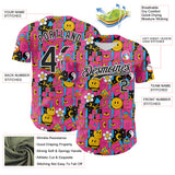Custom Hot Pink Black-White 3D Pattern Design Rave Psychedelic Geometry Authentic Baseball Jersey