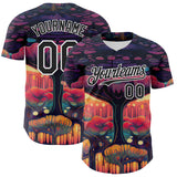 Custom Black White 3D Pattern Design Rave Psychedelic Forest Authentic Baseball Jersey