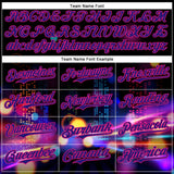 Custom Black Dark Purple-Hot Pink 3D Pattern Design Rave Psychedelic City Neon Authentic Baseball Jersey