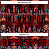 Custom Brown Black-Fire Red 3D Pattern Design Rave Psychedelic Fluid Art Authentic Baseball Jersey