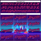 Custom Navy Deep Pink-Black 3D Pattern Design Rave Psychedelic Futuristic City Authentic Baseball Jersey