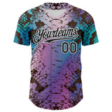 Custom Pink Black-White 3D Pattern Design Rave Psychedelic Snakeskin Authentic Baseball Jersey