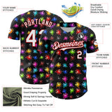 Custom Black White-Red 3D Pattern Design Splash Authentic Baseball Jersey