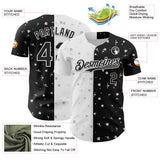 Custom Black White 3D Pattern Design Space Satellite Authentic Baseball Jersey