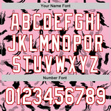 Custom Light Pink White-Red 3D Pattern Design Graffiti Ink Brush Stroke Authentic Baseball Jersey