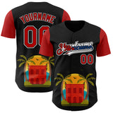 Custom Black Red White-Cuban Flag 3D Cuba Authentic Baseball Jersey