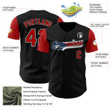 Custom Black Red White-Puerto Rican Flag 3D Puerto Rico Authentic Baseball Jersey