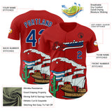 Custom Red US Navy Blue White Cuban Flag-Black 3D Cuba Authentic Baseball Jersey