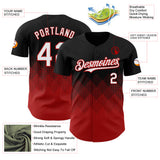Custom Black White-Red 3D Gradient Square Shape Authentic Baseball Jersey