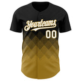 Custom Black White-Old Gold 3D Gradient Square Shape Authentic Baseball Jersey