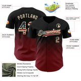 Custom Black Vintage USA Flag Crimson-Cream 3D Gradient Square Shape Authentic Baseball Jersey